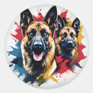 Bold and Brave Malinois Dog Classic Round Sticker