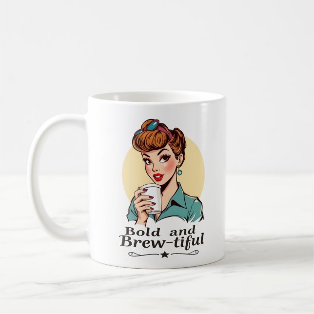 Bold and Brew-tiful Glamourous Retro Coffee Mug (Left)
