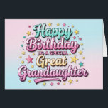 Bold and Bright Birthday Card Great Granddaughter<br><div class="desc">Make your great-granddaughter’s birthday shine with this bright and cheerful card! Bursting with bright pastel colours, fun fonts, and playful energy, it’s the perfect way to celebrate a girl who brings so much joy. The inside includes a wonderful heartfelt verse, but is ready for your personalised message, thoughtful note, or...</div>