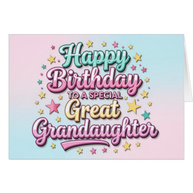 Bold and Bright Birthday Card Great Granddaughter (Front Horizontal)