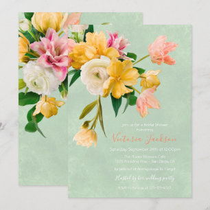 Bold and Bright Blooms Floral Bridal Shower Invitation