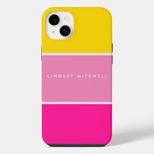 Bold and Bright Colour Block Custom Name  iPhone Case (Back)