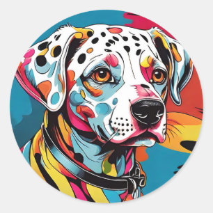 Bold and Bright Dalmatian Pop Art Classic Round Sticker