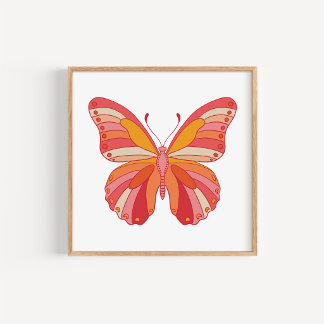 Bold and Bright Hand-Drawn Butterfly Art Print