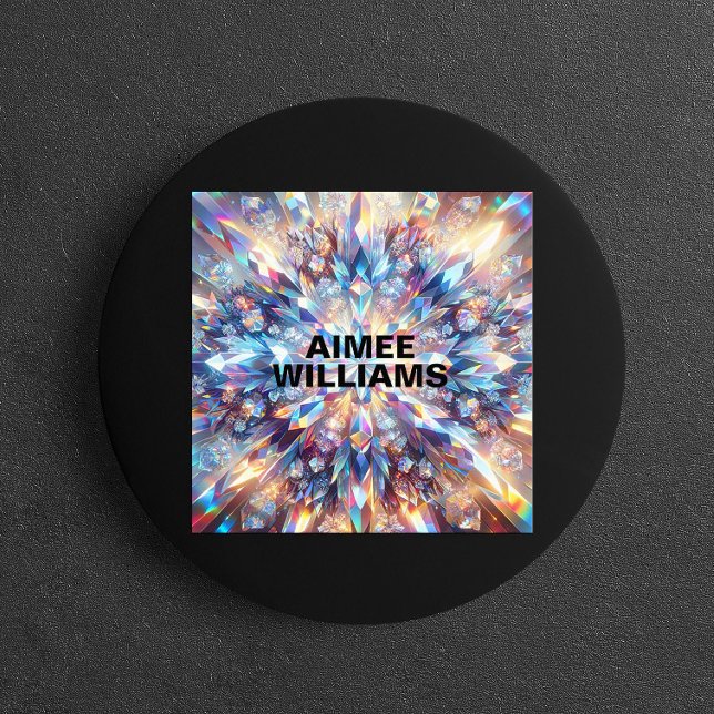 Bold and Bright Holographic Crystal  Square Business Card (Creator Uploaded)