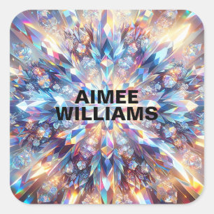 Bold and Bright Holographic Crystal  Square Sticker