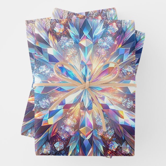 Bold and Bright Holographic Crystal  Wrapping Paper Sheet (In situ)
