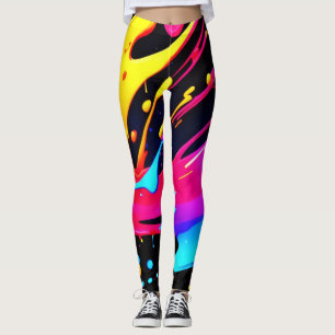 Bold and Bright Paint Splatter Art Leggings