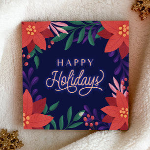 Bold and Bright Poinsettia Flowers Christmas Holiday Card