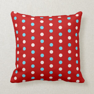 Bold and Bright Red and Blue Polka Dots Gifts Cushion