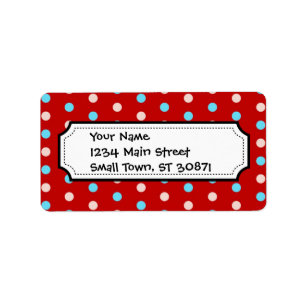 Bold and Bright Red and Blue Polka Dots Label