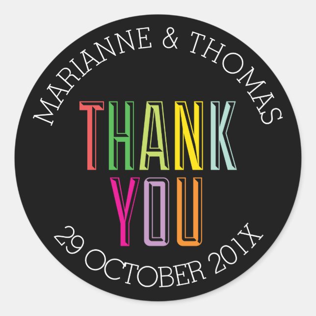 Bold and Bright Thank You Sticker (Front)