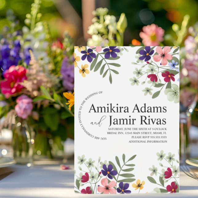 Bold and Bright Wildflowers Wedding Invitation (Creator Uploaded)