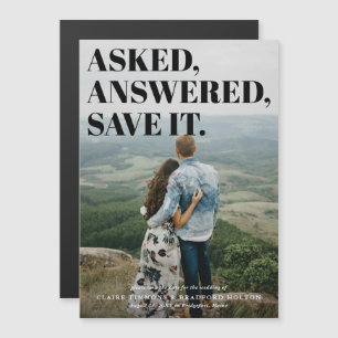 Bold and Cheeky Typographic Wedding Save the Date Magnetic Invitation