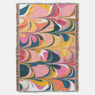 Bold and Colourful Abstract Marbled Graphic Design Throw Blanket