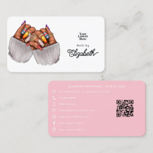 Bold and Colourful African American Nail Salon Business Card
