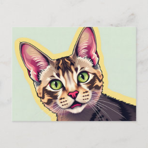 Bold and Colourful Devon Rex Cat Modern Postcard