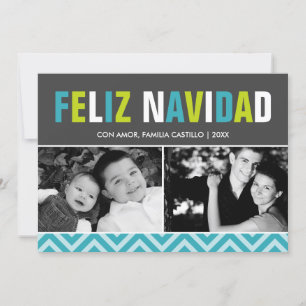 Bold and Colourful Feliz Navidad Photo Holiday Card