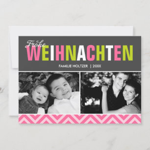 Bold and Colourful Frohe Weihnachten Photo Holiday Card