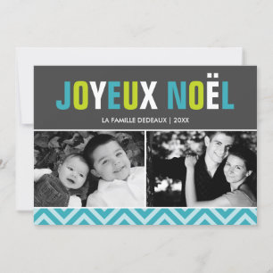 Bold and Colourful Joyeux Noël Photo Holiday Card