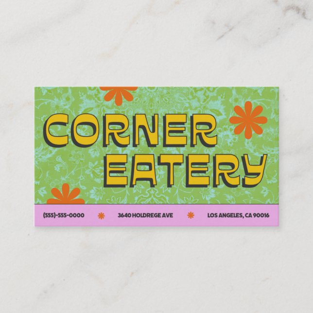 Bold and Colourful Retro Business Card (Front)