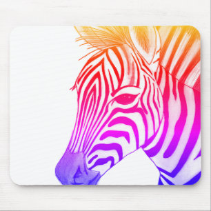 Bold and colourful zebra drawing mouse mat