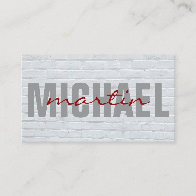 Bold and Cursive | Brick Wall Business Card (Front)