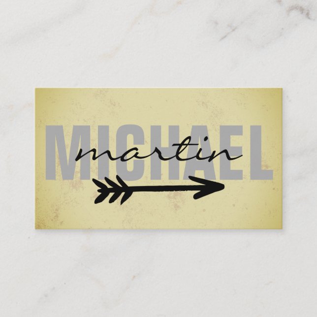 Bold and Cursive Text arrow Business Card (Front)