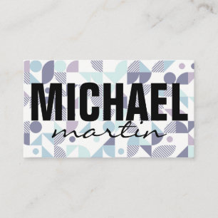 Bold and Cursive Text   Geometric Patterns Business Card