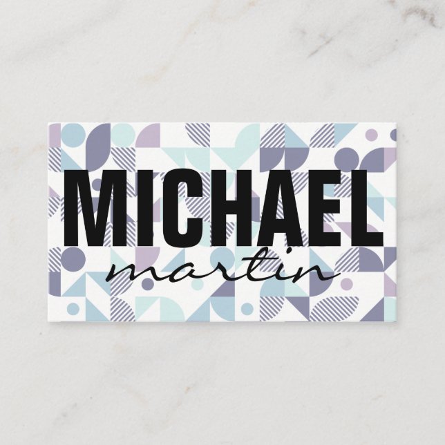 Bold and Cursive Text | Geometric Patterns Business Card (Front)