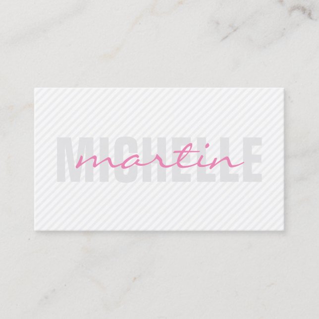 Bold and Cursive Text (pink) Business Card (Front)