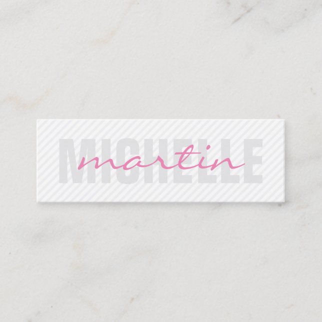 Bold and Cursive Text (pink) Mini Business Card (Front)