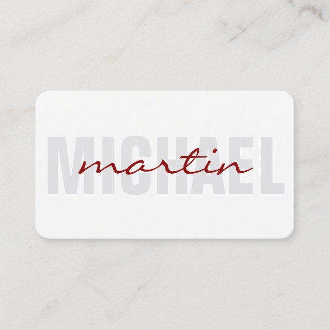Bold and Cursive Text (red) Business Card (Front)
