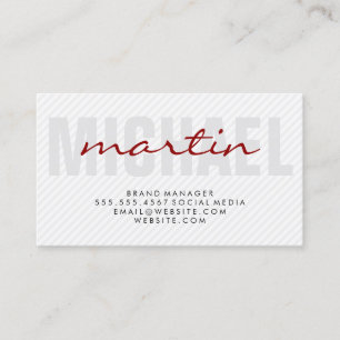 Bold and Cursive Text (red) stripes Business Card