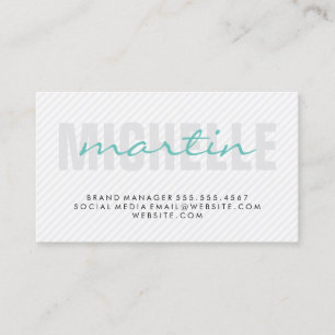 Bold and Cursive Text (teal) Business Card