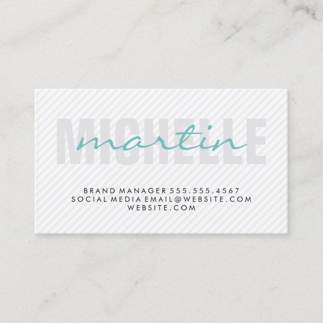 Bold and Cursive Text (teal) Business Card (Front)