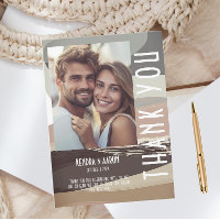 Bold and Edgy Brown Olive Wedding Thank You Card