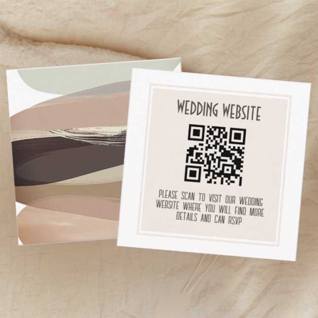Bold and Edgy Dark Brown Wedding QR Code Enclosure Card (Creator Uploaded)