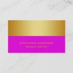 Bold and Elegant Purple Gold Striped Makeup Artist Business Card