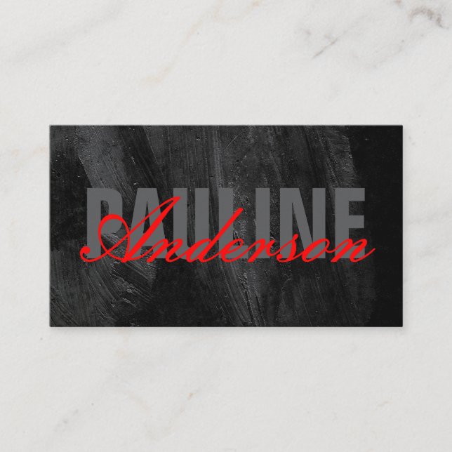 Bold and Fancy Text | Black Texture Business Card (Front)