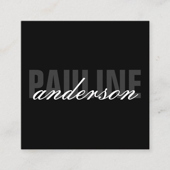 Bold and Fancy Text Square Business Card (Front)