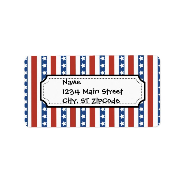 Bold and Fun 4th of July Stars and Stripes Pattern Label (Front)
