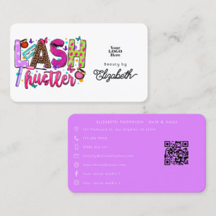 Bold and Glamourous Lash Hustler Salon Branding Business Card