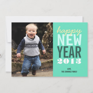 Bold and happy new year greeting modern photo card