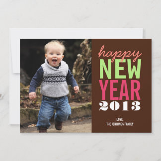 Bold and happy new year greeting modern photo card