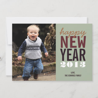 Bold and happy new year greeting modern photo card
