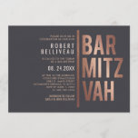 Bold and Minimalist Bar Mitzvah Invitation<br><div class="desc">Bold and minimalist bar mitzvah invitation featuring a strong typographic layout

Please contact me at claudia@claudiaowen.com if you would like to customise this invitation. Please visit my Zazzle shop http://www.zazzle.com/claudiaowenshop 

Design by claudiaowen.com</div>