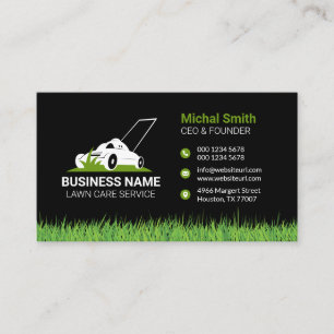 Bold and Professional Lawn Care mowing Business Card