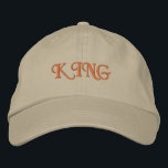 Bold and Regal Hat The Khaki King Cotton Super Cap<br><div class="desc">Everyday Royalty: Wear your crown with pride in this khaki cotton cap,  featuring "King" embroidered on the front. The adjustable strap ensures a snug,  comfortable fit.</div>