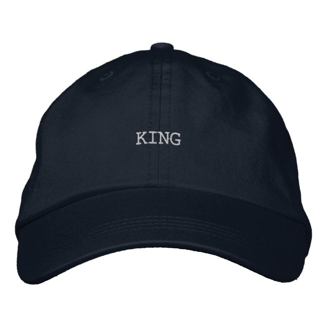 Bold and Strong KING Text Personalised Stylish Men Embroidered Hat (Front)